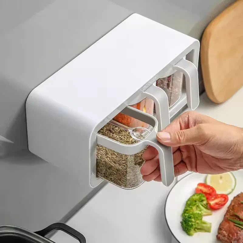 Ecoco Premium Wall-Mounted 3 Spice Box – Kitchen Seasoning Organizer