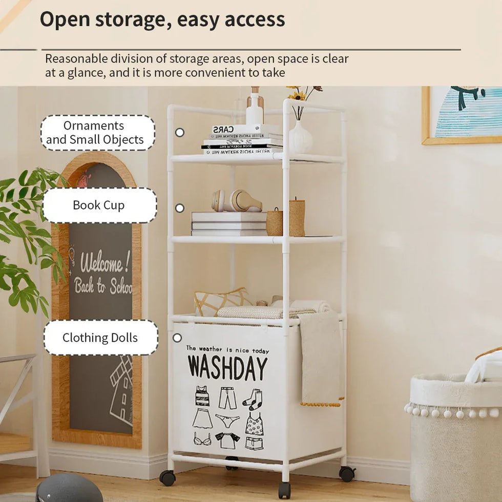 Rolling Laundry Storage Rack – Multi-Tier Organizer - Clarify.pk