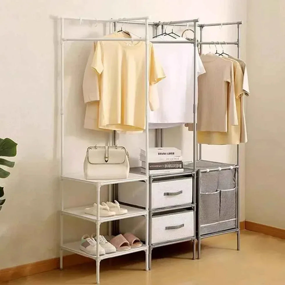 Bedroom Corner Clothes Rack - Multi-Layer Stand Hanger for Clothes and Coats Storage