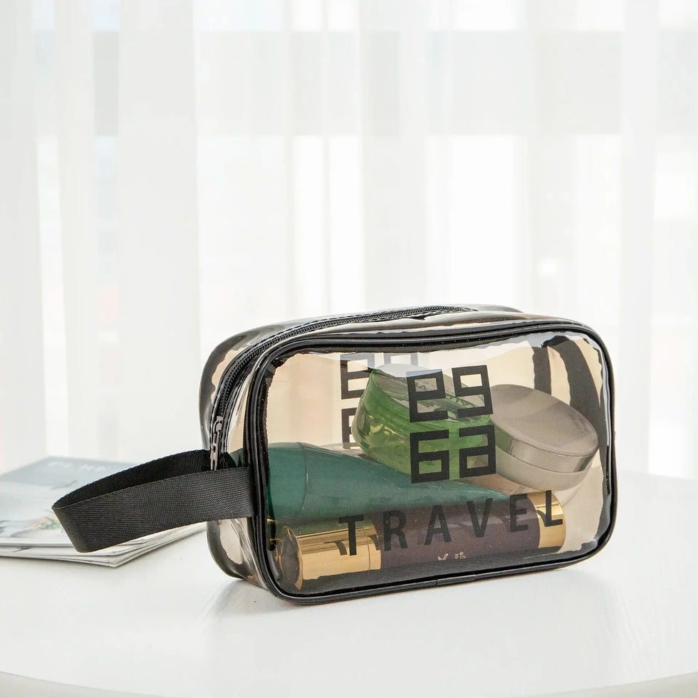 Pack of 3 Large PVC Transparent Cosmetic Bag – Waterproof Handheld Makeup Pouch - Clarify.pk