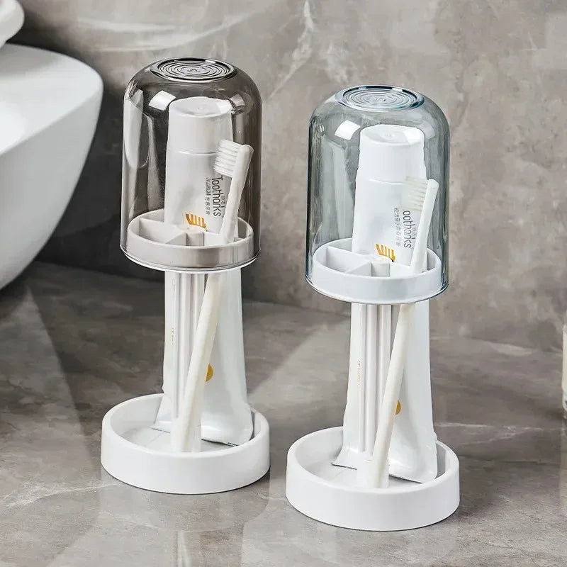 Toothbrush Holder with Quick-Dry Cup & Storage Shelf