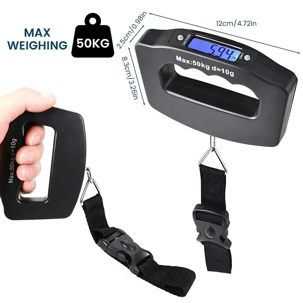 50kg/10g پورٹیبل سفری سامان کا پیمانہ - ڈیجیٹل ہینڈ ہیلڈ وزنی پیمانہ