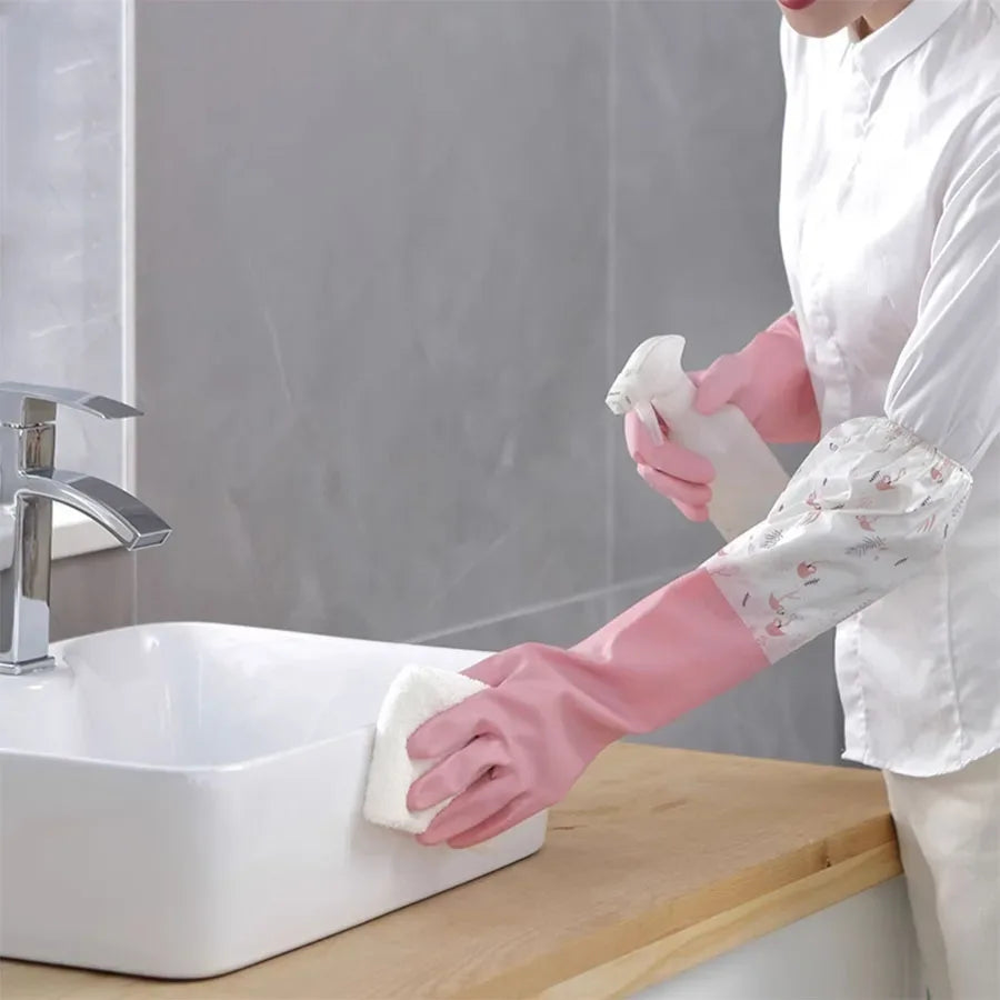 Long Silicone Dishwashing Gloves – Heat & Scrub Safe