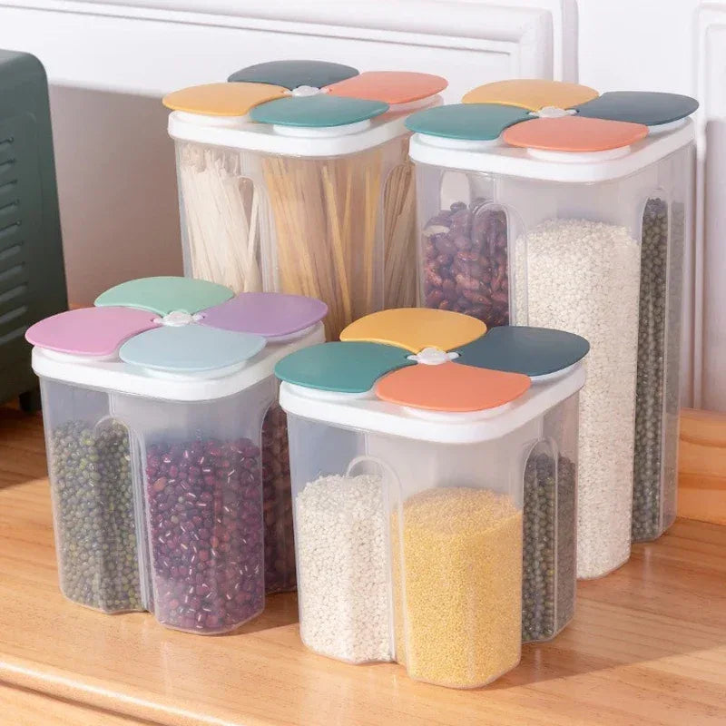 4 Grids Kitchen Cereal Storage Box – Airtight Food Container - Clarify.pk