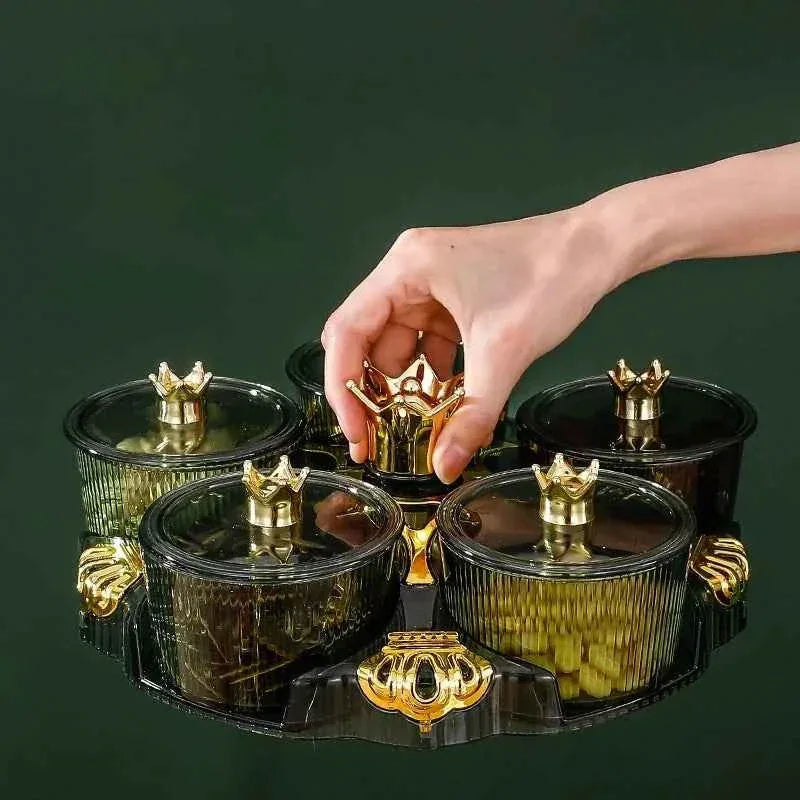 Rotating Snack Organizer - 5 Section Fruit Plate for Easy Serving - Clarify.pk