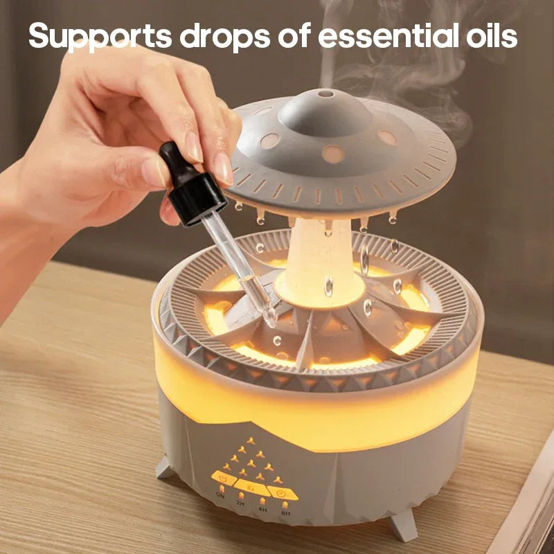 Premium Rain Drop Humidifier – LED Flame Mist Aroma Diffuser - Clarify.pk