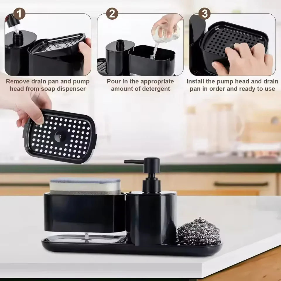 4-in-1 Kitchen Soap Dispenser Set with Holder (Random) - Clarify.pk