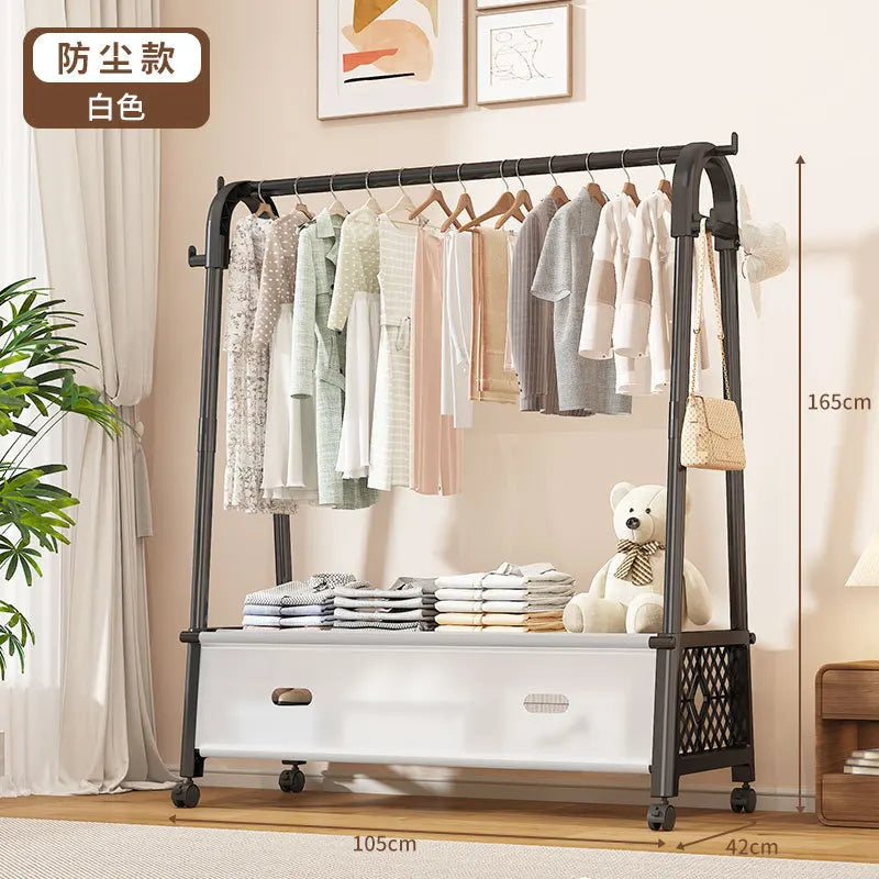 Minimalist Heavy Duty Clothing Stand with Bottom Storage & Wheels