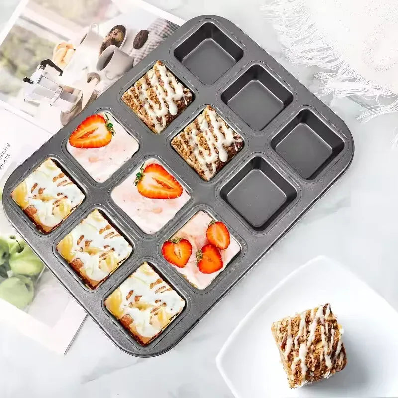 Square Cavity Baking Tray – Non-Stick Mini Muffin & Brownie Pan