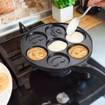 Non-Stick 7-Slot Smiley Face Fry Pan – Pancake & Egg Mold Pan - Clarify.pk