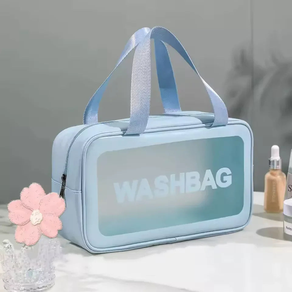 3-Piece Clear Travel Toiletry Bag Set – PVC Waterproof Makeup Pouch (Random Color Set) - Clarify.pk