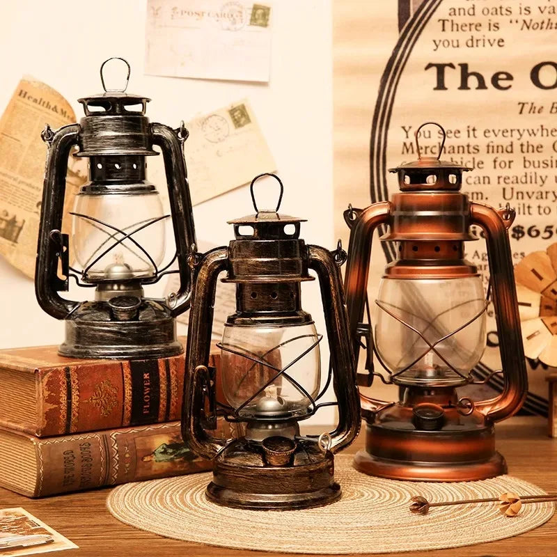 Vintage Kerosene Lamp – European Windbreak Metal & Glass Portable Light