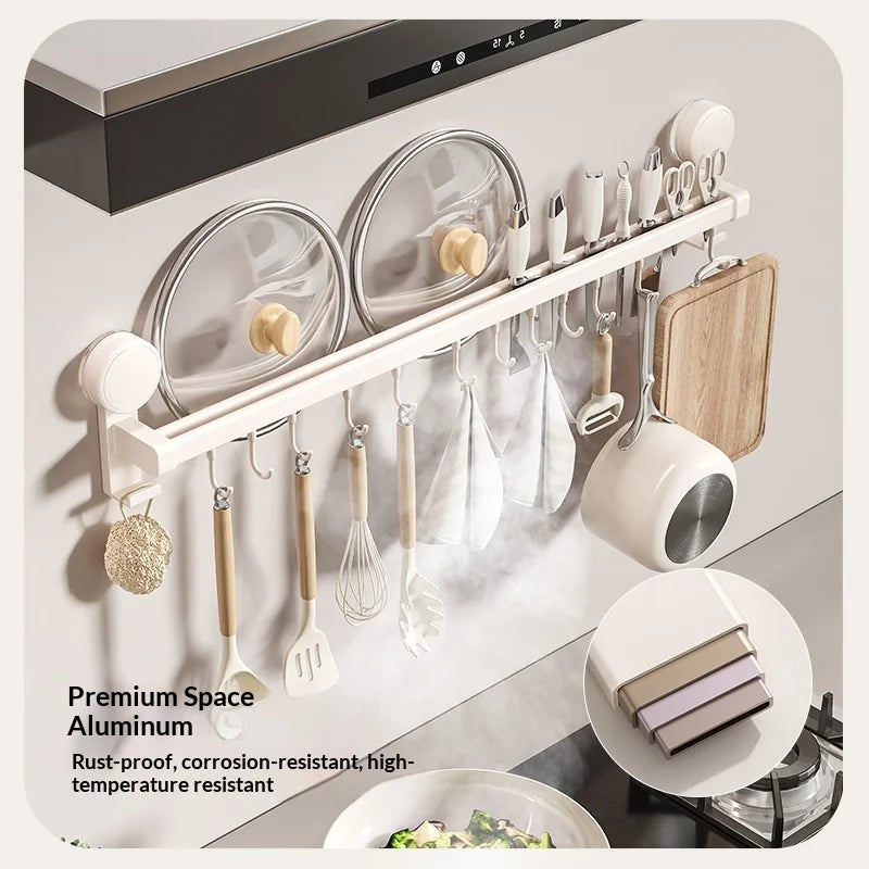 Suction Cup Kitchen Hook Rack | No-Drill Wall Organizer