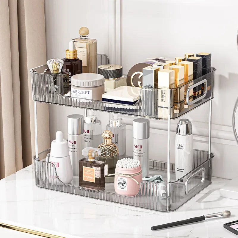 Acrylic Bathroom Makeup Organizer Shelf – Large Capacity - Clarify.pk