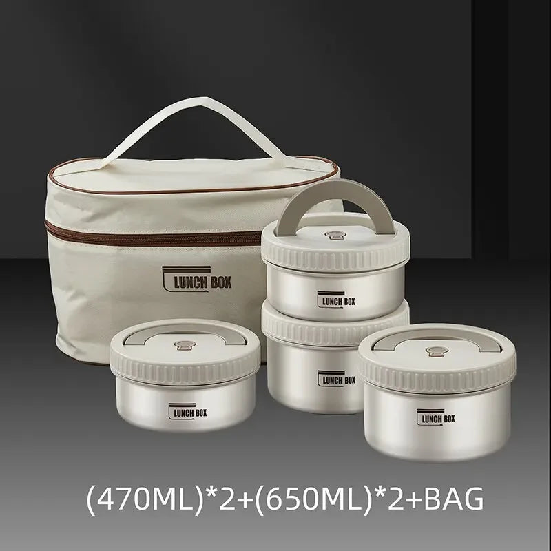 Portable Insulated Stainless Steel Bento Lunch Box Set With Bag - Clarify.pk