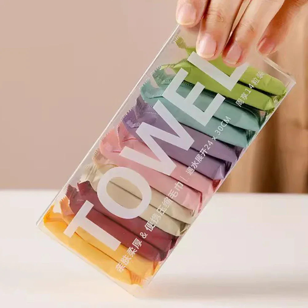 14Pcs Compressed Towels – Thick, Absorbent & Travel-Ready - Clarify.pk