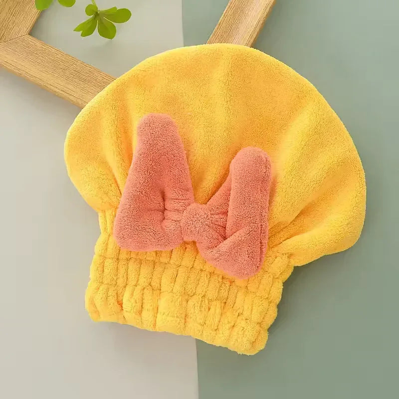 Soft Water-Absorbent Shower Cap with Stylish Bow - Clarify.pk