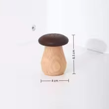 Mushroom-Style Wooden Salt & Pepper Shaker Dispenser