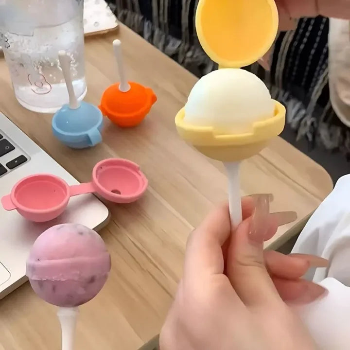 Silicone Lollipop Ice Ball Mold - Easy Release Popsicle & Ice Cream Mold