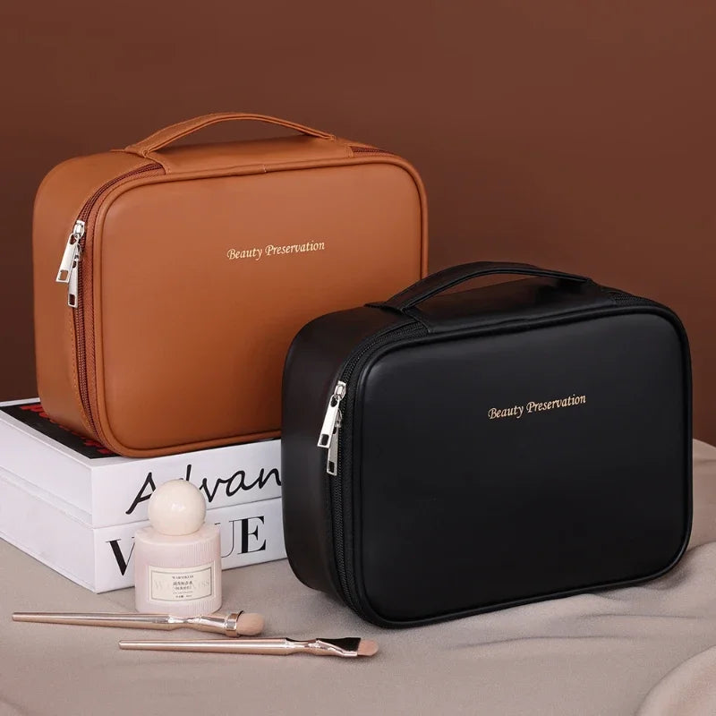 PU Leather Travel Makeup Bag – Large Capacity Organizer (Random color)