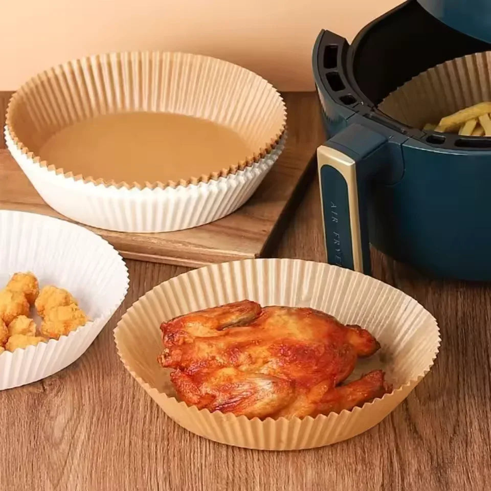 50 Pcs Air Fryer Baking Paper – Round Non-Stick Oil-Proof Liner - Clarify.pk