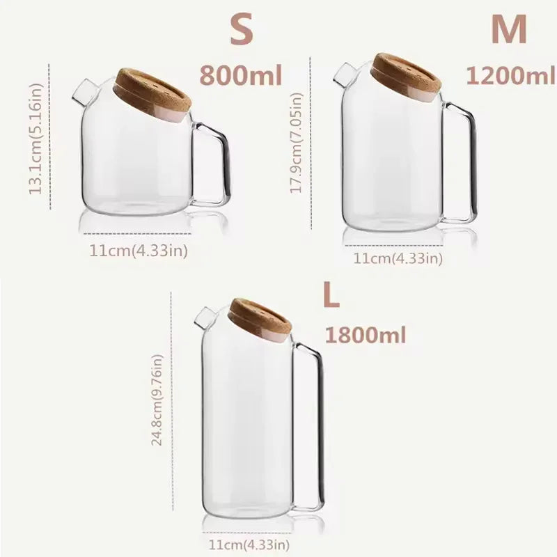 Heat-Resistant Borosilicate Glass Teapot with Cork Lid – Flower Kettle