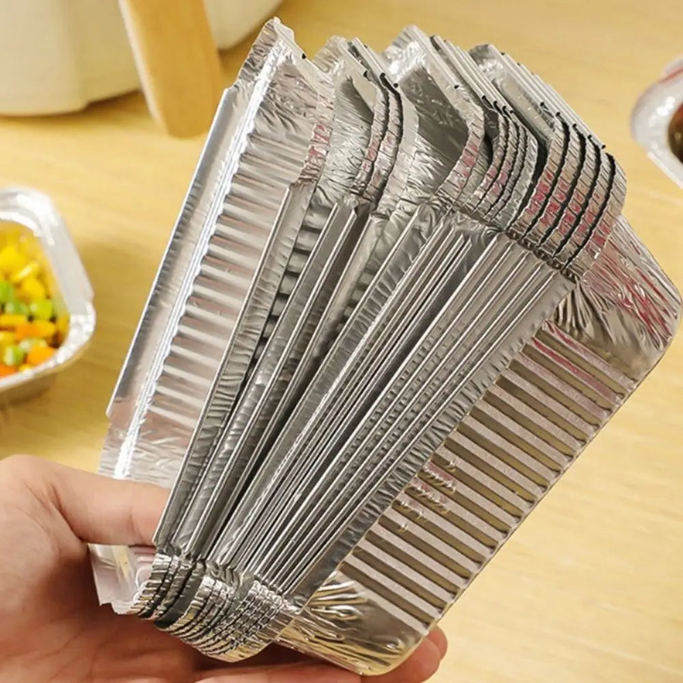 Square Aluminum Foil Disposable Plate Set - Pack of 10