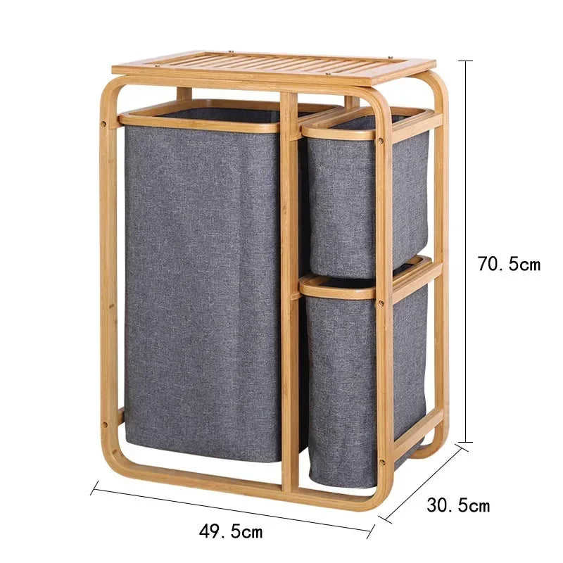 Bamboo Laundry Basket – 3 Collapsible Storage Bags - Clarify.pk