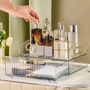 Clear Makeup Organizer with Drawers & Portable Handle - Clarify.pk