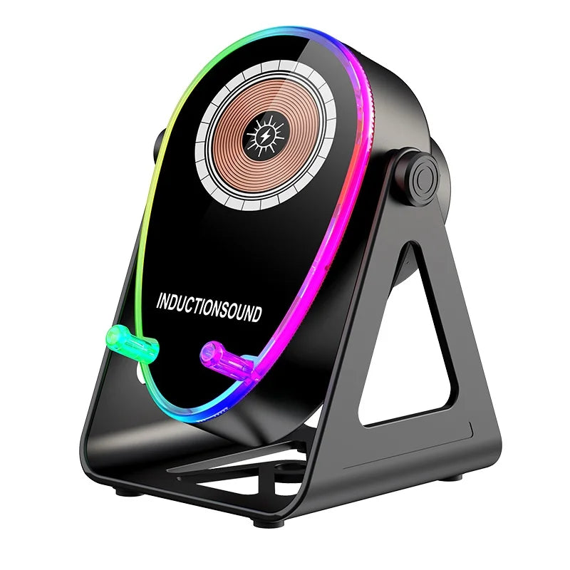 With Wireless Fast Charging Speaker Portable Multi-functional Bluetooth5.3 Phone Holder RGB Lights HIFI Sound Music Player gifts