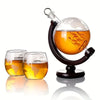 Globe Juice Dispenser with 4 Glasses & Wooden Rack - Clarify.pk