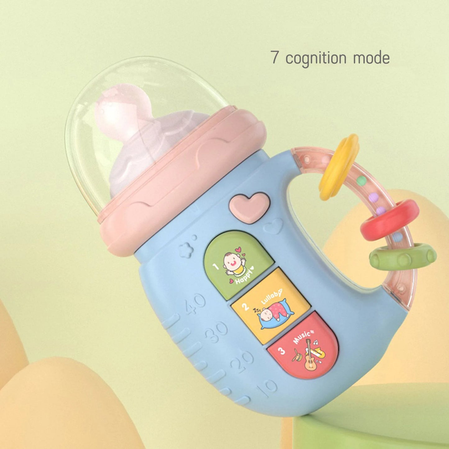 Baby Musical Feeding Bottle Toy Pacifier Newborn Soft Teether Rattles Educational Toy 0-12M Soothing Vocal Music Newborn Gift