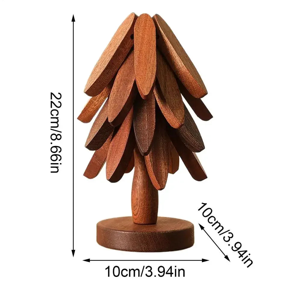 Wooden Tree-Shaped Foldable Trivet – Heat-Resistant Table Stand - Clarify.pk