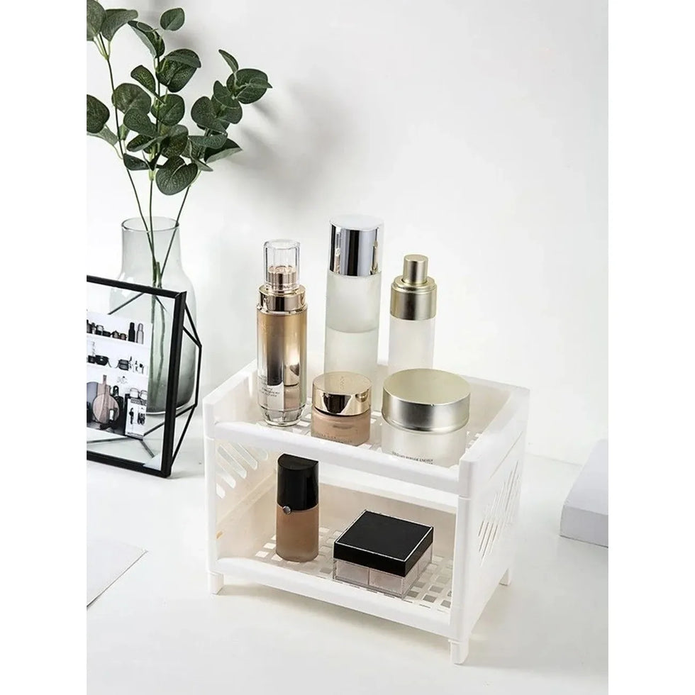 Double Deck Desk Storage Rack - Open Frame Office Organizer