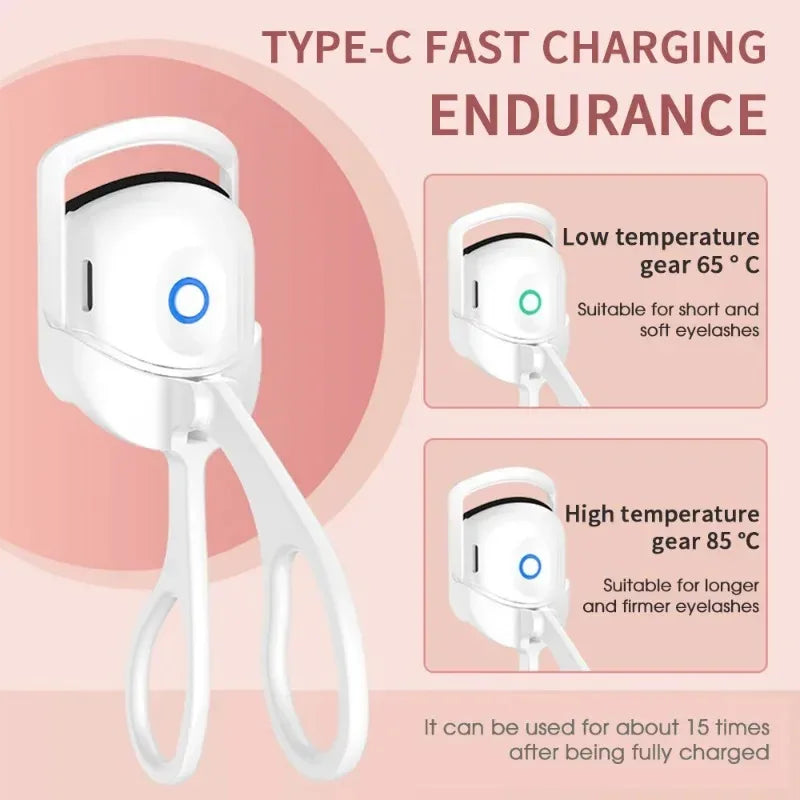 Electric Heated Comb Eyelash Curler Makeup Portable Temperature Control Charging Eye Lash Curler Lasting Thermal Eyelashes Tools