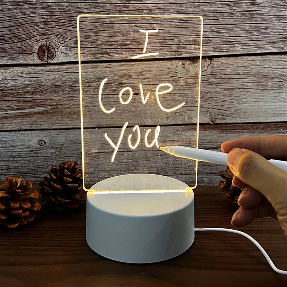 ایل ای ڈی میسج نوٹ بورڈ نائٹ لائٹ – مارکر کے ساتھ USB