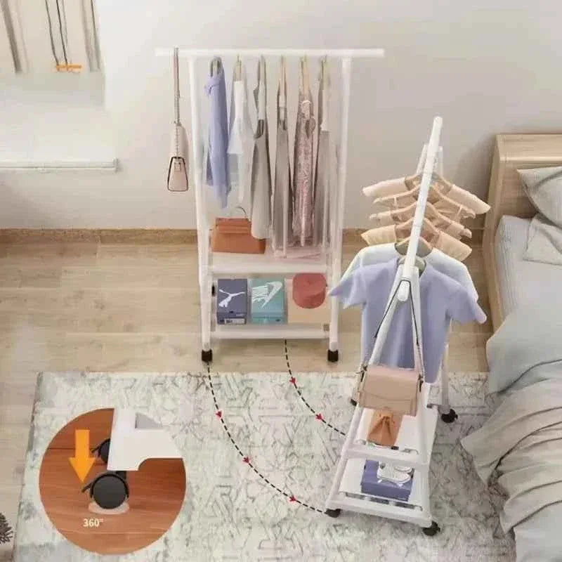 Portable Clothes Rack with Wheels - Simple Hanging Clothes Hanger