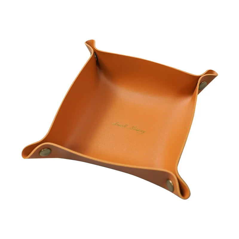 Nordic Leather Storage Tray – Folding Desk Organizer (Random color)