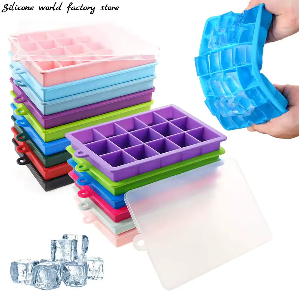 24 Grids Silicone Ice Cube Tray with Lid – Ice Mold for Drinks & Cocktails
