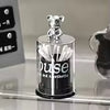 Transparent Acrylic Cotton Swab & Toothpick Holder with Chrome Figurine Lid