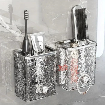 Wall-Mounted Bathroom Organizer – Toothbrush & Toothpaste Holder - Clarify.pk
