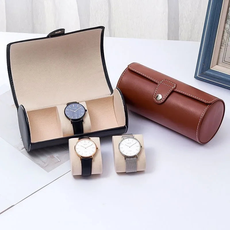 Leather Watch Organizer – 3 Slot Storage - Clarify.pk