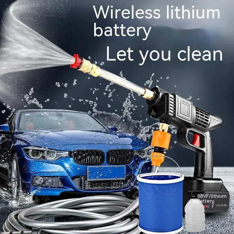 Rechargeable cordless high pressure car wash spray gun with battery