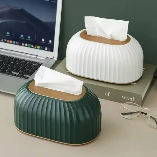 Nordic Striped Tissue Box Holder High Quality Toilet Paper Box Table Napkin Holder Car Tissue Paper Dispenser Home Decoration - Clarify.pk