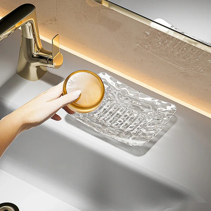 Transparent Glacier-Patterned Luxury Soap Holder