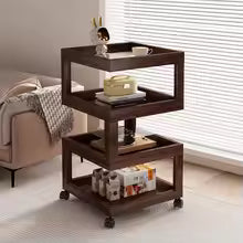 Modern Z-Frame 3-Tier Wooden Side Table Trolley