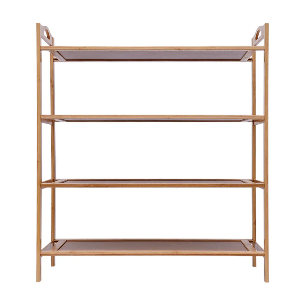 Premium 4-Layer Bamboo Shoe Rack - Clarify.pk