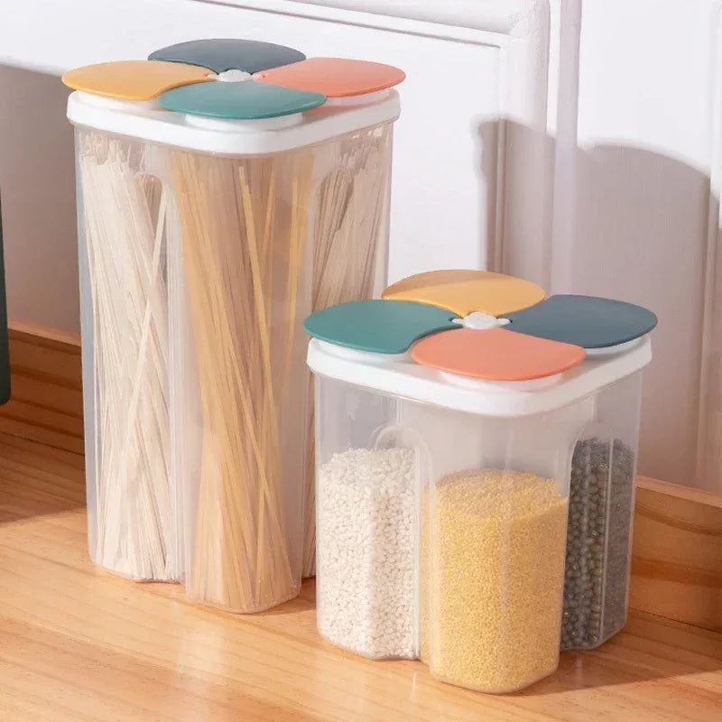 4 Grids Kitchen Cereal Storage Box – Airtight Food Container