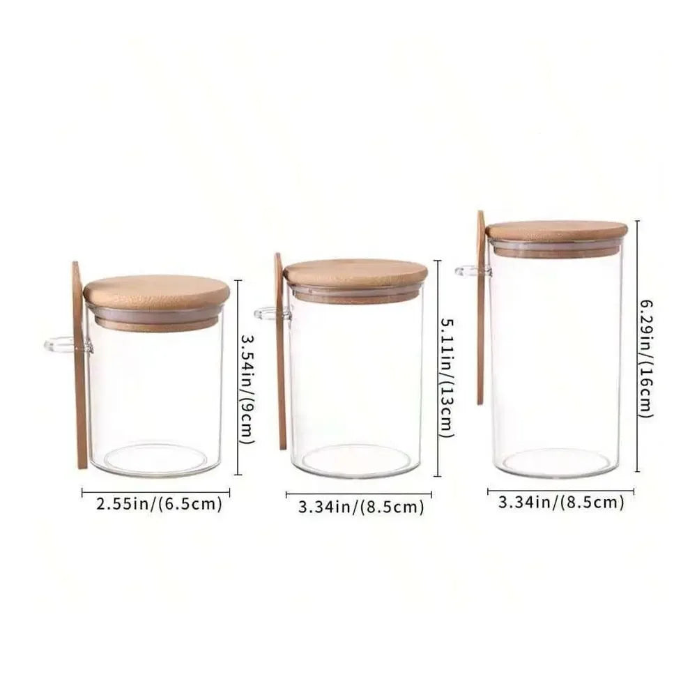 Transparent Airtight Spice & Snack Jars with Lids & Spoons - Clarify.pk
