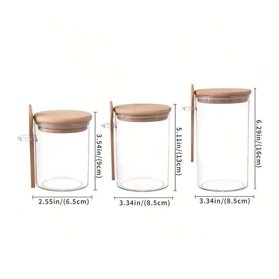 Transparent Airtight Spice & Snack Jars with Lids & Spoons - Clarify.pk